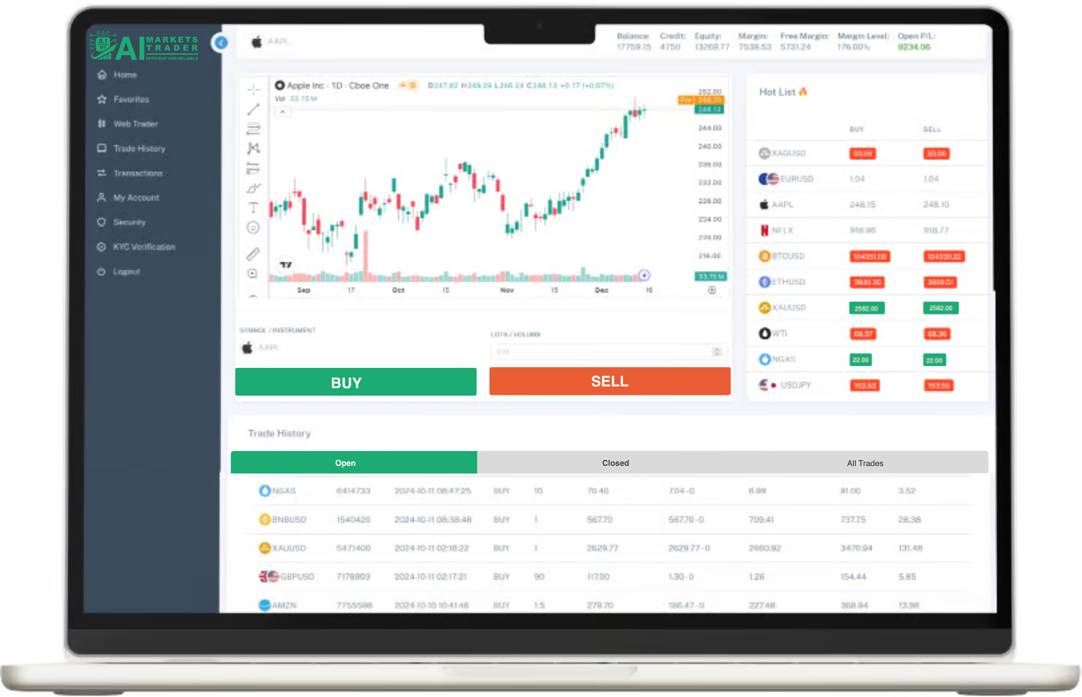 WebTrader on MacBook